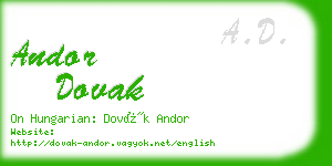 andor dovak business card